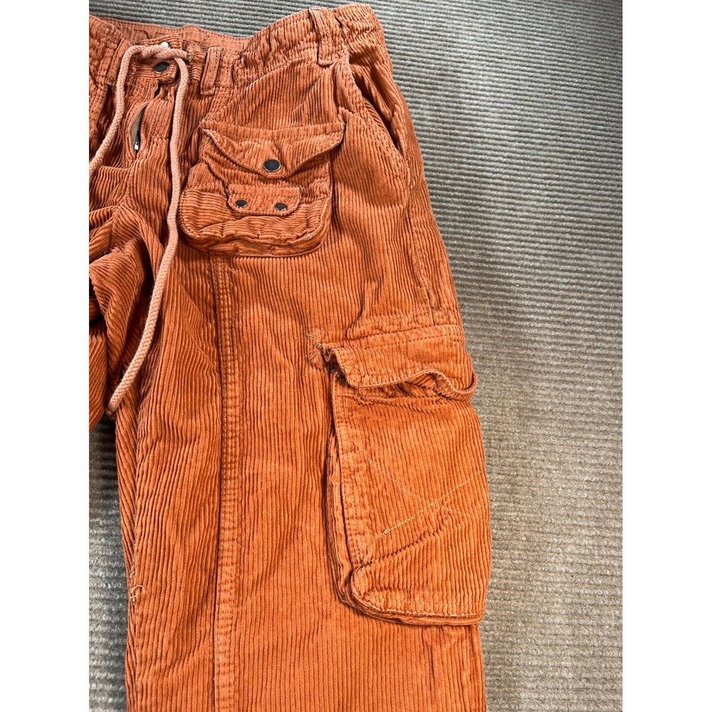 Free People Orange Corduroy Cargo Pants Wide Leg Utility Drawstring Women S - Picture 5 of 14